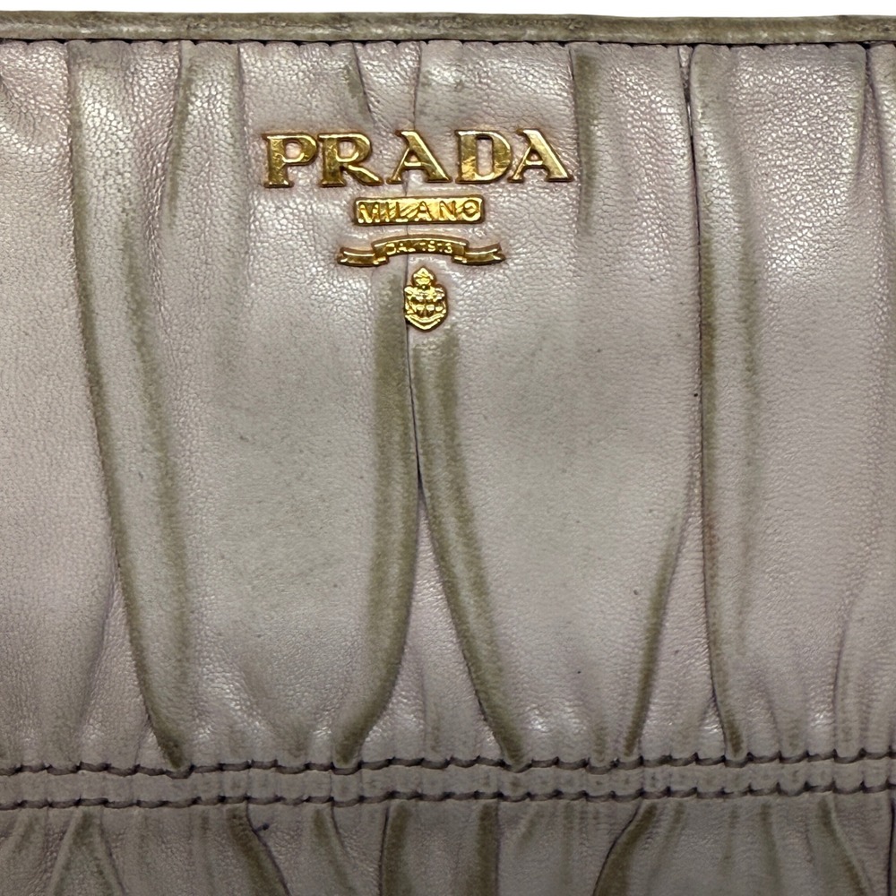 Prada Gaufre Nappa Leather Zip Around Wallet Beige‎ Gold Tone - Picture 13 of 13